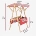Outdoor Vendor Cart, Portable Cart with Canopy, Movable Stall Display Stand, Foldable Vending Stand Kiosk Display Trolley with Canopy, for Market, Street Food, Events(Red 4,150cm/59in)