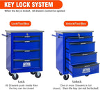 4 Drawers Tool Cart on Wheels with Stainless Steel Worktop, Heavy Duty Mobile Rolling Drawer Tool Chest with Locking Wheels & Lockable Drawers, Garage Tool Storage Cabinet (Blue, 4 Drawers)