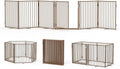 No Pawblems Free Standing Dog Gate with Door, 30'' Tall Foldable Dog Fence for Indoor & Outdoor, Up to 156" Extra Wide Puppy Gate for Stairs, Hallways, Doorways, Deck, Yard (Wood Pattern, 6 Panels)