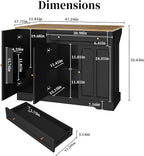 HLR Kitchen Island Cart with Storage, Carved Doors Modern Rolling Islands with Drop Leaf, Sideboard Buffet Cabinet on Wheels, Working Table for Kitchen, Dining Room (Black)