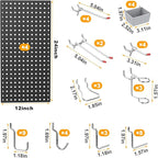 Pegboard Smith 4x2ft Metal Pegboard Kit for Tools Storage, Black Pegboard Wall Organizer with Hooks and Pegboard Bins