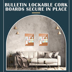 Cholemy Enclosed Bulletin Lockable Cork Case Notice Board 48 x 36 Inch Weatherproof Bulletin Board with Aluminum Frame Mounting Screws Outdoor for School Office Wall Display Pictures(Silver)