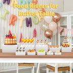 10 Pcs Buffet Food Risers, White Acrylic Dessert Cupcake Table Stands Fruit Display Shelf Set for Catering Supplies Party Jewelry Decor Risers& Protective Film (10", 9", 8", 7",6.5", 6",5",5",4", 4")