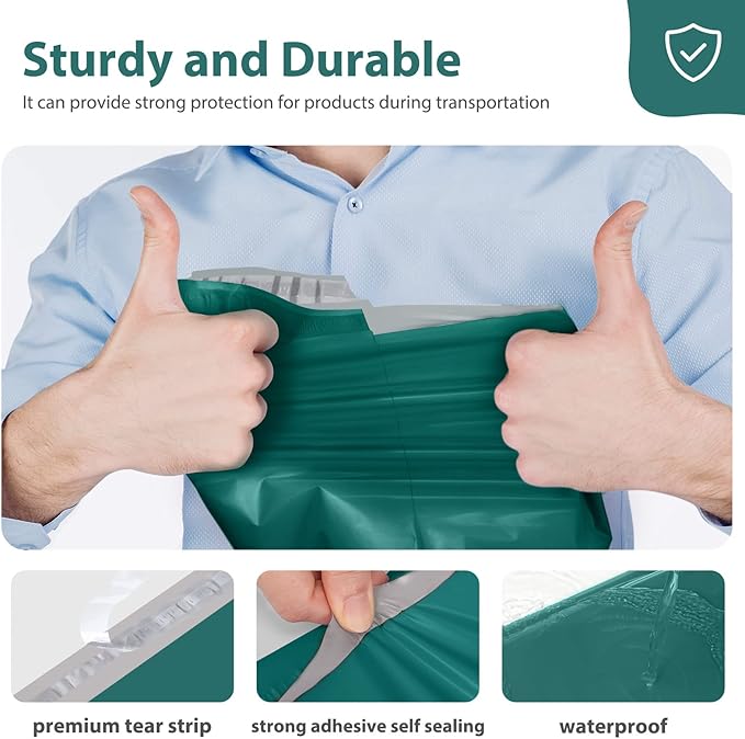 Fuxury Poly Mailers 14.5x19 Inch 100 Pcs, Waterproof Shipping Bags for Clothing, Strong Adhensive Shipping Envelopes for Small Business, Self Seal Mailers Poly Bags Mailing Envelopes Forest Green