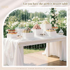Leinuosen 7 Pcs Extra Large Buffet Risers Set 10" to 16" Rectangle Acrylic Display Box Catering Dessert Table Riser Food Display Decorative Stand with Hollow Bottom for Catering Supplies(White)