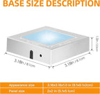 EUSTUMA LED Light Base Square Display Stand In A Variety of Colors,Lighted Up Stand Color Changing LED for 3D Glass Crystal Art,Holiday Party Decoration. (Small silver, Small)