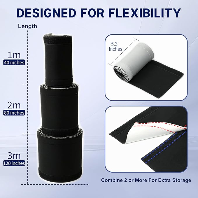 Neoprene Cable Management Sleeve 3.3ft (40 inch) - 1.5 inch, Velcro Cuttable Cord Organizer, Split Wire Loom Tubing Reversible Cord Protector for TV USB PC Ethernet Cable Hider Protect Pets Kids