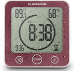 KADAMS Shower Clock Waterproof Bathroom Timer – Digital Wall Clock with Countdown, Magnetic Kitchen Clock with Temperature & Humidity, Suction Cup for Kids Shower Spa Cook Bath (Rose)