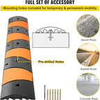VEVOR Rubber Speed Bump, 1 Pack 2 Channel Speed Bump Hump, 72.8" Long Modular Speed Bump Rated 22000 LBS Load Capacity, 72.8 x 12.2 x 2.2 Garage Speed Bump for Asphalt Concrete Gravel Driveway-6 FT