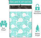12x15 (50) Blue Whales Designer Poly Mailers Waterproof Self Sealing Tear Resistant Polymailers Shipping Envelopes Premium Printed Bags For Small Businesses