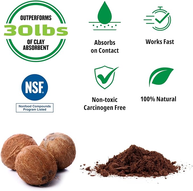 FlashDry Super Spill Absorbent, 5L Bucket with Dispenser Lid, 100% Organic Coco Coir, Landfill Safe, OSHA Approved, Ideal for Absorbing Oil, Paint, Grease in Garages Kitchens Janitor Kits, Pack of 12
