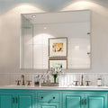 Mirrorons Beveled Mirror, Wall Mirror 40" x 32", Frameless Rectangle Bathroom Mirror with Beveled Edge, Hangs Horizontally or Vertically. Rounded Corner Tempered