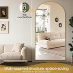 81"x41"Floor Mirror Full Length,Arched Full Length Mirror with Stand,Full Body Mirror,Hanging or Large Leaning for Bedroom Living Room Gold