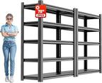 Garage Shelving Unit, Heavy Duty 5 Tier Storage Shelf, Industrial Utility Shelving, Durable Metal Shelf Organizer, Metal Garage Shelving Heavy Duty 16" D x40 W x78 H（2 Pieces）