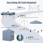 Tangkula 6.5x6.5 FT Pop Up Canopy, UPF50+ Outdoor Canopy Tent with 2 Removable Sidewalls, 2 Zippered Doors, Heavy-Duty Carbon Steel Frame, Wheeled Bag, 4 Sandbags, 8 Stakes, 4 Wind Ropes (Gray)