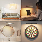 Plug in Picture Lights for Wall, 16 inch Dimmable LED Art Light with Remote, 3 Colour Temperature Gallery Painting Wall Light for Picture Display Dartboard Art Work (Black)