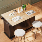 51.2'' Rolling Kitchen Island Cart with Drop Leaf Countertop, Kitchen Carts on Wheels with Storage, 2 Drawers, Towel Rack Island for Dining Room, Black