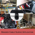 Braided Split Wire Loom Black Wire Cover Protective Harness Tubing Cable Management Self Wrap Cord Sleeve Mesh Woven 5/16"-24ft