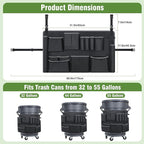 4PCS Trash Can Caddy Bags Fit 32-55 Gallon Garbage Bin, Garbage Bin Caddy Bag with 13 Pockets Compatible with Brute & Uline, Commercial Cleaning Supplies Organizer Bag & Janitorial Duties(4PCS)