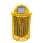 COATEDOUTDOORFURNITURE RDT-P-YEL Heavy Duty Round Trash Receptacle with Dome Top, Liner Included, 32 Gallon, Yellow, Made in America