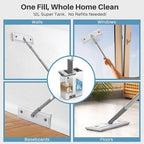 Mop and Bucket Set with AUTO Pump, 3-Zone Separate Dirty and Clean Water Floor Mop, Flat Mop and Bucket System with Wheels and Wringer, 4 Reusable Pads, One-Touch Water Filling for Floor Cleaning