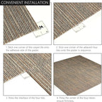 Carpet Tiles 24"x 24" Squares Carpet Reusable,18 Tiles, Non Slip Easy DIY Installation Seamless Floor Tiles Rug for Bedroom Living Room Office etc