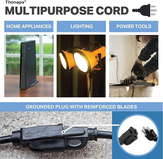 13 Amp Outdoor Extension Cord 15 ft, 2 Pack, 16/3 SJTW 15 Foot Black Extension Cord 3 Prong Multi Pack, Weatherproof ExteriorPower Cable for Outdoor Lights, Landscaping, Lawn, UL Certified