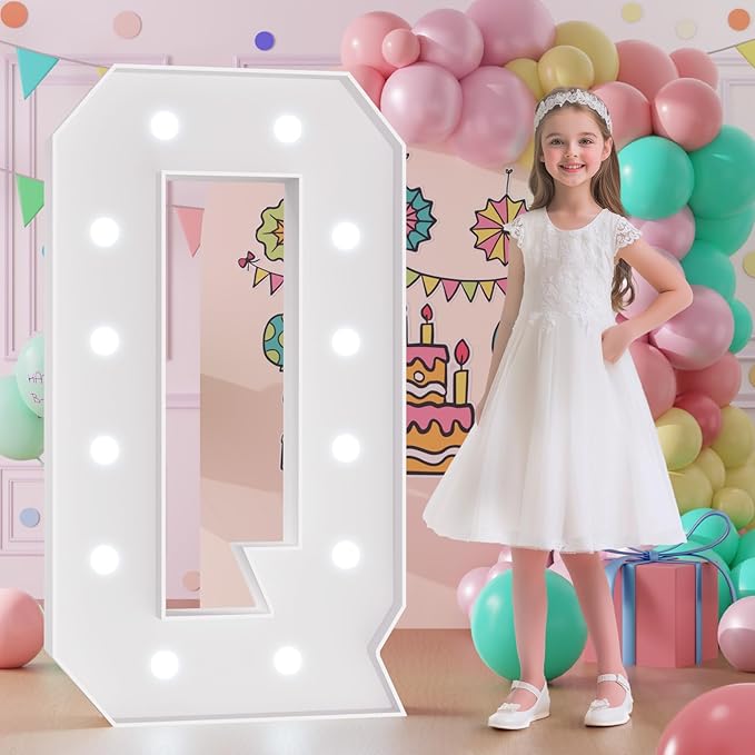 Light Up Letters, Marquee Letters 4 Feet Tall with Cool White Light, Large Letter for Party Graduation Homecoming Wedding Event Decoration, Marry Me Light Up Letter 4ft Marquee Sign Letras Q