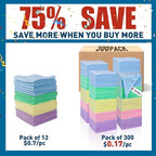 Microfiber Towels Bulk-300 Pack, Cleaning Cloths, Microfiber Towels for Cars, Cleaning Rags 5 Colors Assorted (12x12 inches)