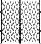 VEVOR Double Folding Security Gate, 61" H x 122" W Folding Door Gate, Steel Accordion Security Gate, Flexible Expanding Security Gate, 360° Rolling Barricade Gate, Scissor Gate or Door with Keys