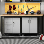 Tool Storage Cabinet, Rolling Tool Cabinet with 3 Drawers, Metal Storage Cabinet for Garage, Tool Room, Assembly Required(Black and Gray)