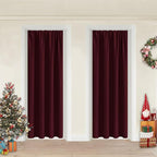 JIUZHEN Christmas 80 Inch Length Door Curtains for Doorway Privacy Insulated Blackout Curtains with Tiebacks Rod Pocket Room Divider Curtain Cover for Closet Door, Set of 2, 42 x 80 Inch, Burgundy