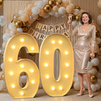 Mixifox 4FT Marquee Numbers 60, Large Light up Number 60 for Birthday Party Supplies, Sign, Backdrop, Happy 60th Birthday Decorations for 60 Years Old Women Men