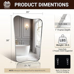 ANDY STAR Brushed Nickel Mirror, 26x38” Scalloped Bathroom Mirrors, Silver Bathroom Vanity Mirror, Modern Scalloped Edge Design in Rust-Proof Stainless Steel 1” Frame