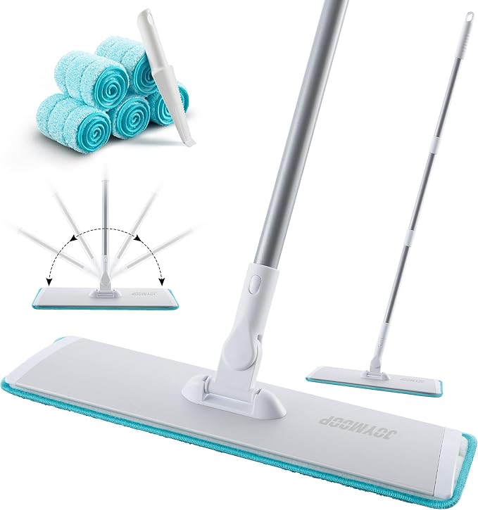 JOYMOOP 18 Inch Dust Mop for Hardwood Floors, Heavy Duty Industrial Wet Dry Mops with Telescopic Handle, Includes 3 Microfiber Mop Pads
