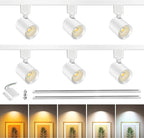 6-Light LED Track Lighting Kit with 6.6FT H Type Track Lighting Rail, Dimmable Track Lights Modern Kitchen Track Lighting Fixtures Ceiling Spot Light 2700K-5000K, CRI90+, 36° Beam 10W 800lm, White
