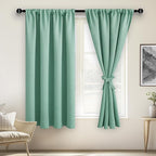 JIUZHEN Blackout Curtains for Bedroom– Thermal Insulated,Noise Reducing Room Darkening Privacy Drapes for Living Room, Set of 2 Panels with Tiebacks, 52 x 63 inch Long, Sage Green