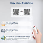 ALORAIR Room to Room Fan with Remote Control, 300CFM Through Wall Ventilation Fan with Dual Fans, Temperature Control, for Kitchen, Laundry, Room, RTR300CV