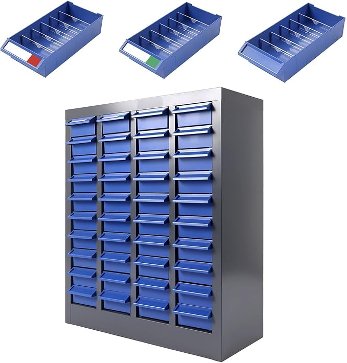 40 Drawers Alloy Steel Nut and Bolt Organizer, Parts Cabinet with Adjustable Shelves and Label Stickers, Bolt Organizer for Nuts Bolts Parts Screws Small Items