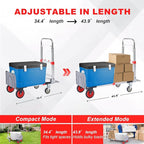 Upgraded 3 in 1 Aluminum Folding Hand Truck, 600lbs Capacity, Heavy Duty Convertible Dolly with Retractable Handle and 4 Rubber Wheels, Collapsible Cart for Moving Home, Office, Warehouse (Red)
