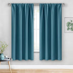 JIUZHEN Blackout Curtains for Bedroom/Living Room - Thermal Insulated Room Darkening Rod Pocket Curtains for Living Room, Set of 2 Panels with Tiebacks, 42 x 63 Inch Length, Stone Blue