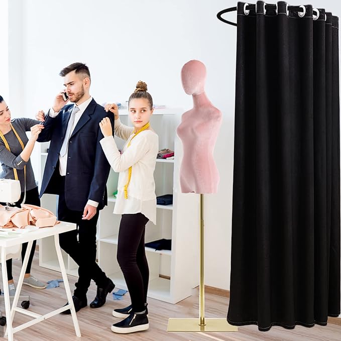 Fitting Room for Boutique, Portable Dressing Room Clothing Store, U-Shap Changing Room with Shading Curtain Privacy Screen for for Retail Store Kiosk Shop (Size:80x85x200cm,Color:Black)