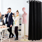 Fitting Room for Boutique, Portable Dressing Room Clothing Store, U-Shap Changing Room with Shading Curtain Privacy Screen for for Retail Store Kiosk Shop (Size:80x85x200cm,Color:Black)