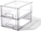 BINO | Stackable Storage Drawers, Large - 2 Pack, Clear | THE CRATE COLLECTION | Storage Bins With Drawers | Bathroom Organizers | Under Sink Organizer | Vanity Cabinet Home Organization