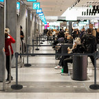 Crowd Control Stanchion Set of 2-Black Stanchions with 16.4ft Retractable Belt,Durable Concrete Metal Base for Stability, Easy Assembly, ldeal CrowdControl Barriers for Events and Venues