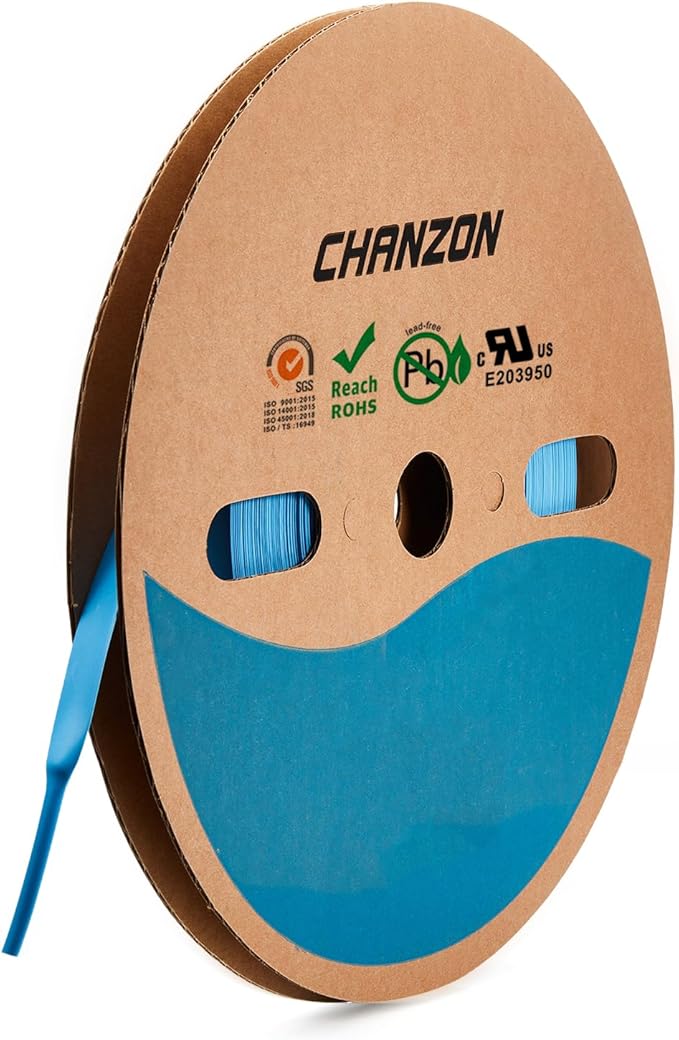 Chanzon 2:1 Ratio - 80Ft Roll - 1/4" (6mm) Heat Shrink Tubing 2:1(25M Total Length) Blue Polyolefin Sleeving Wrap Shrinking 2 to 1 1pcs