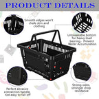 Macarrie 12 Pcs Shopping Baskets, 20 L Plastic Baskets with Handles, 16.9 x 11.8 x 9.1 Inches, Sturdy, Black