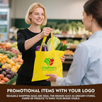 YEEHAW Custom Tote Bags 100pcs, Dark Blue Custom Non-woven Tote Bag with Logo, Reusable Bags with Durable Handle, Ideal for Grocery Shopping, Gifts Wrapping & Travel