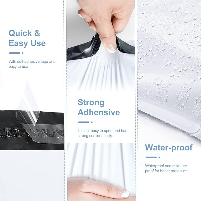 Metronic White Poly Mailers 14.5x19 100 Pack, Large Shipping bags Self-Seal Shipping Envelopes , Packaging Envelope for Small Business, Boutique, Clothing