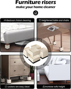 Furniture Risers, Tclouda Bed/Sofa/Desk/Table/Chair Leg/Fridge Lifts to 1.5, 3 and 4 in, Square Adjustable Risers Blocks for Extenders, Heavy Duty Supports Up to 1300 Lbs, 4 in-Apricot-Square